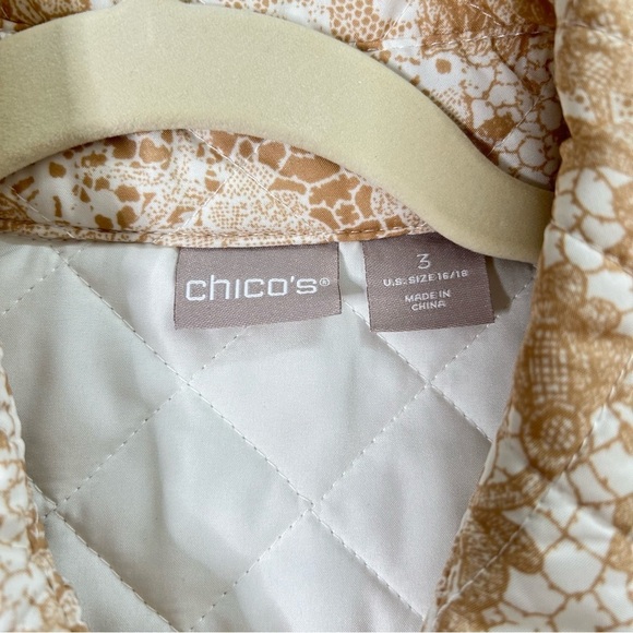 Chicos Floral Quilted Women's Jacket Cream White Size 3 (16/18) - Picture 3 of 13